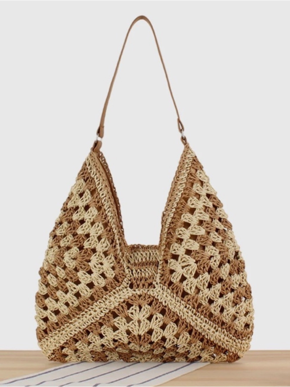 Commense Vintage Crochet Macrame Shoulder Bag